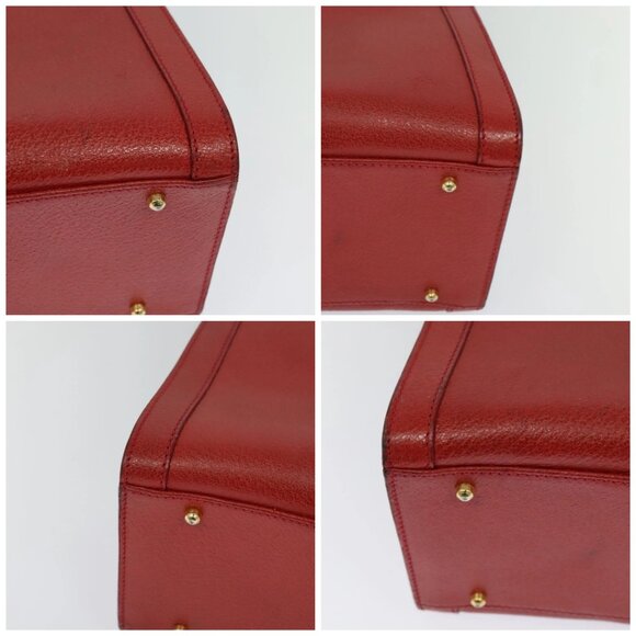 GUCCI Bamboo Hand Bag Leather Red Gold - Picture 15 of 15